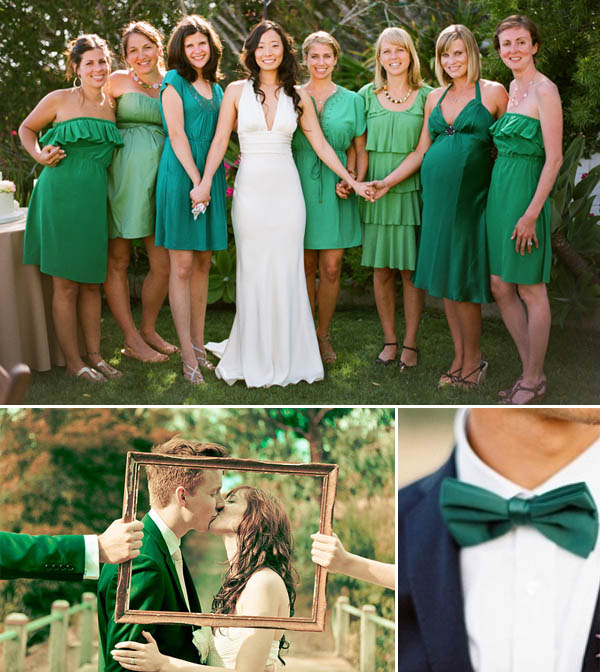 matrimonio verde smeraldo sposo damigelle