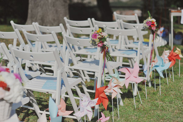 pinwheel wedding ceremony decor